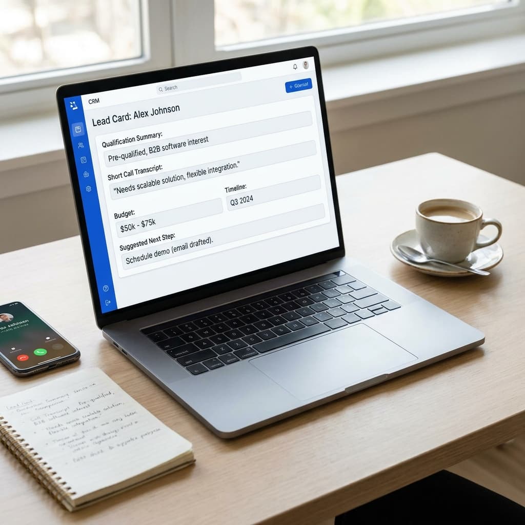 Karta leada w CRM uzupełniona automatycznie po rozmowie kwalifikacyjnej agenta głosowego AI